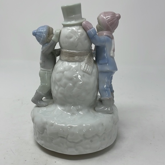 Vintage Frosty The Snowman Music Box Working Spins Winter Muted Pastel Porcelain - Picture 5 of 10